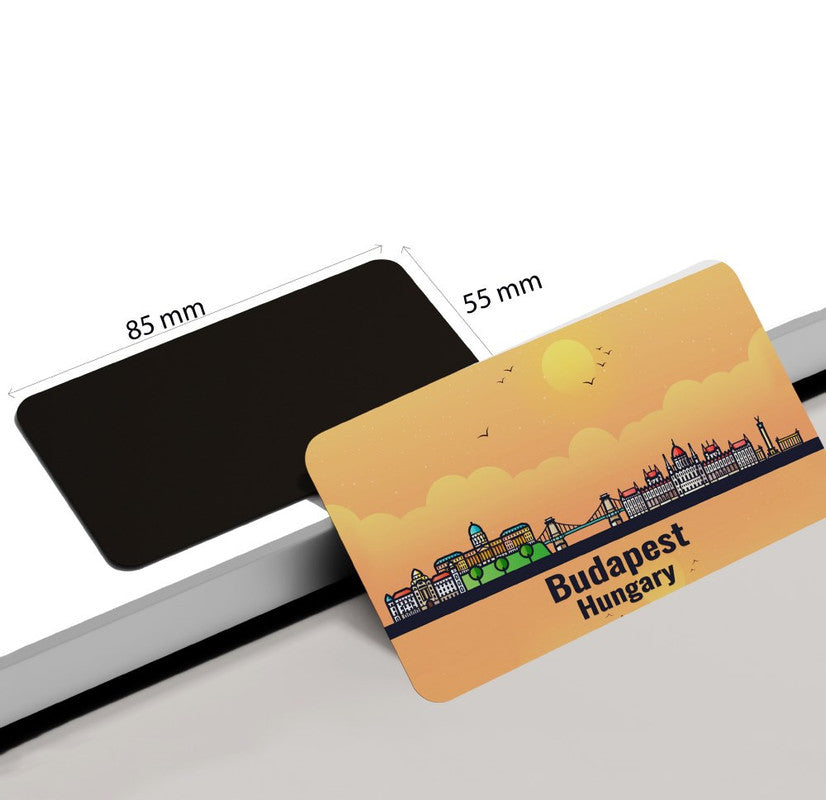 dhcrafts Rectangular Rubber Fridge Magnet / Magnetic Card Orange Hungary Budapest Design Pack of 1 (8.6cm x 5.4cm)